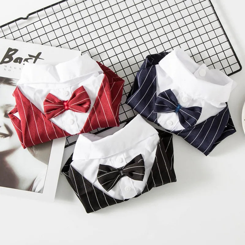 Pet Formal Shirt Dog Clothing Prince Wedding Party Suit Tuxedo Bow Tie Puppy Clothes Coat Spring Summer Costume