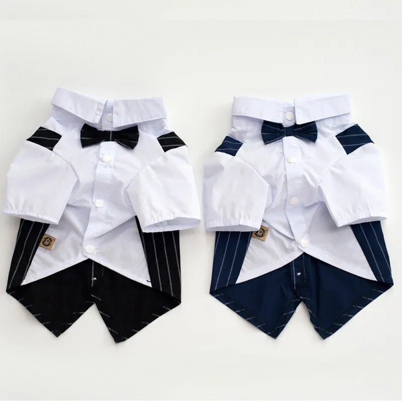 Pet Formal Shirt Dog Clothing Prince Wedding Party Suit Tuxedo Bow Tie Puppy Clothes Coat Spring Summer Costume