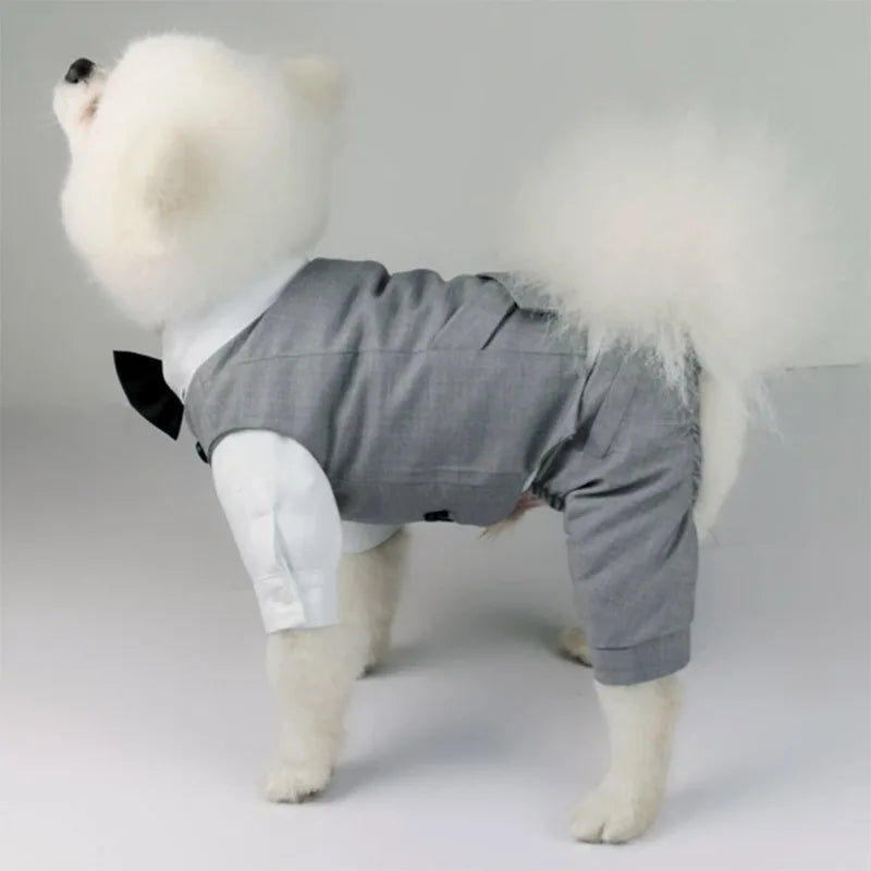 Pet Clothes Shirt Suit Waistcoat Vest Stylish For Dog Cat Puppies Wedding Party Suit Handsome Pet Dogs Outdoor Wondering Clothes