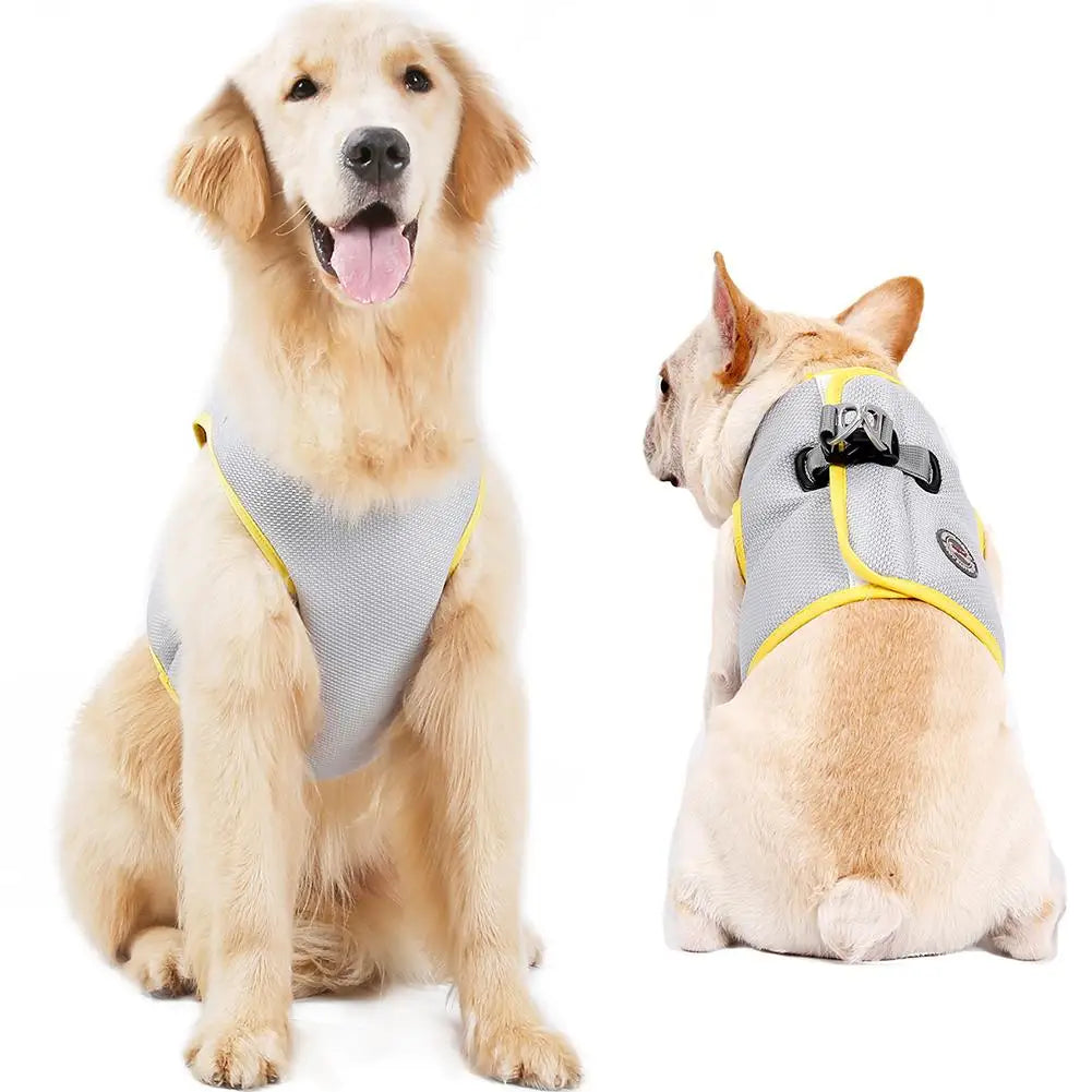 Summer Dog Cooling Vest Breathable Mesh Puppy Dog Cooling Clothes Pet Reflective Vest Harnesses Quick Release Pet Dog Clothes