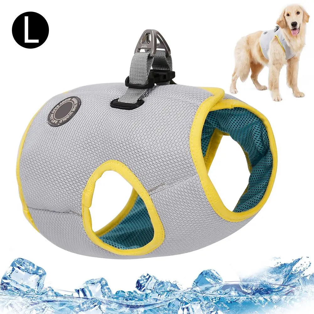 Summer Dog Cooling Vest Breathable Mesh Puppy Dog Cooling Clothes Pet Reflective Vest Harnesses Quick Release Pet Dog Clothes