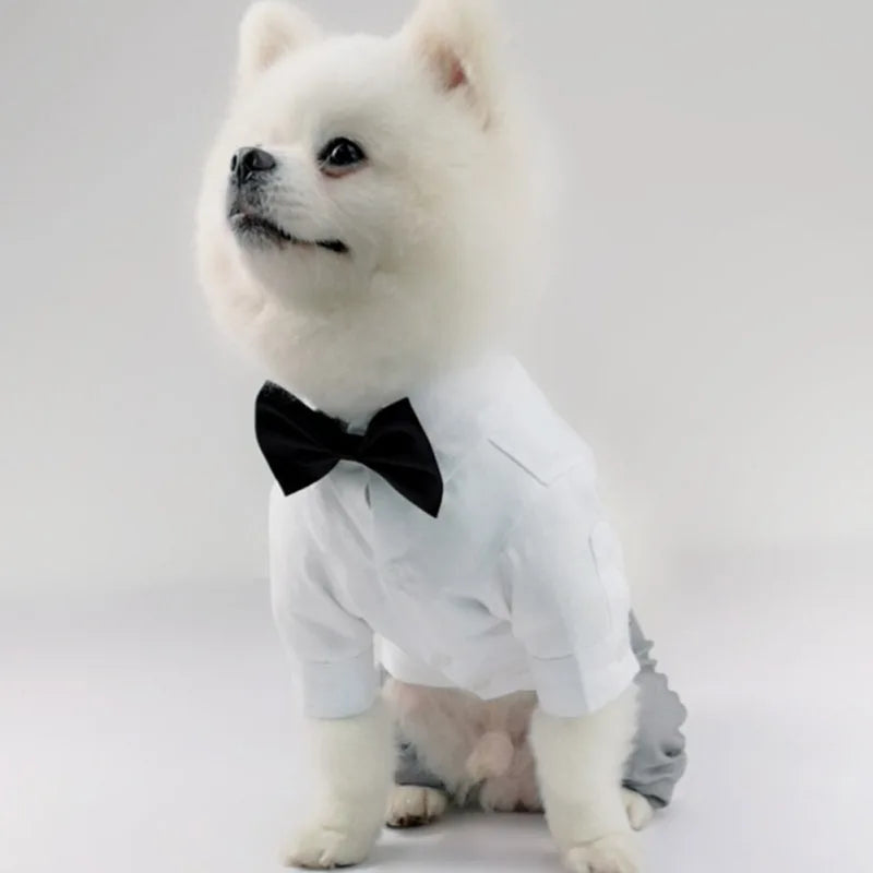 Pet Clothes Shirt Suit Waistcoat Vest Stylish For Dog Cat Puppies Wedding Party Suit Handsome Pet Dogs Outdoor Wondering Clothes