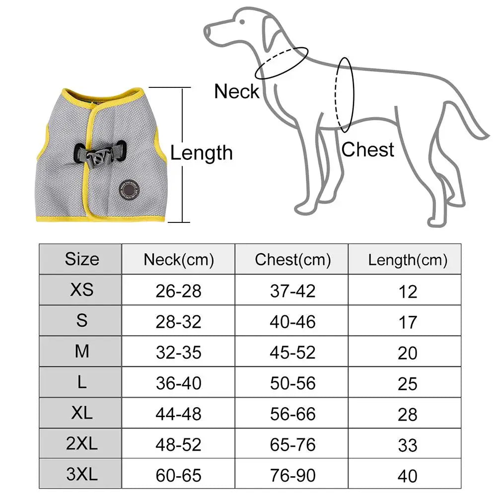 Summer Dog Cooling Vest Breathable Mesh Puppy Dog Cooling Clothes Pet Reflective Vest Harnesses Quick Release Pet Dog Clothes