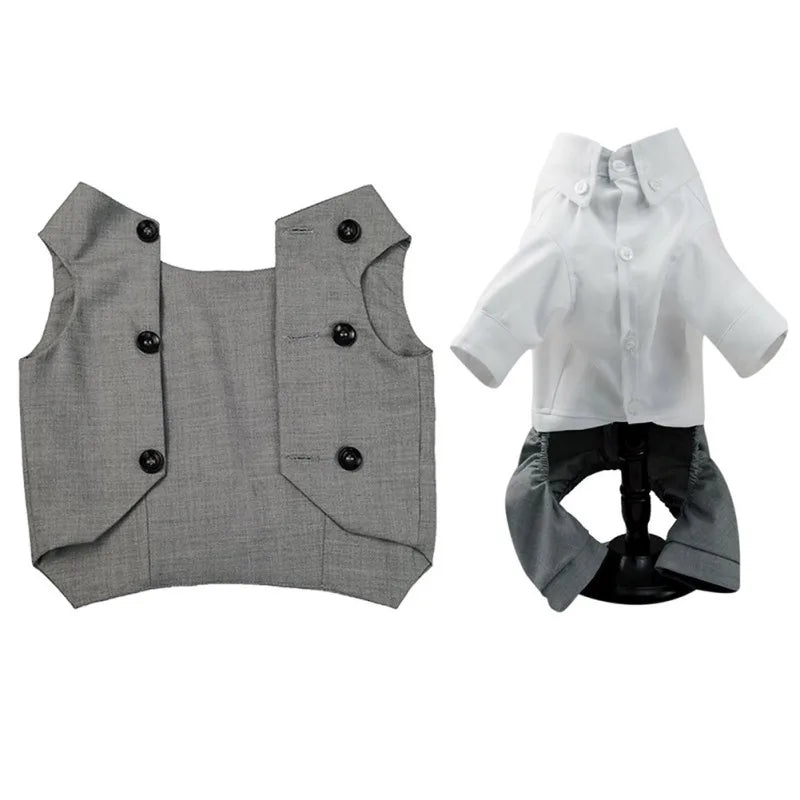 Pet Clothes Shirt Suit Waistcoat Vest Stylish For Dog Cat Puppies Wedding Party Suit Handsome Pet Dogs Outdoor Wondering Clothes