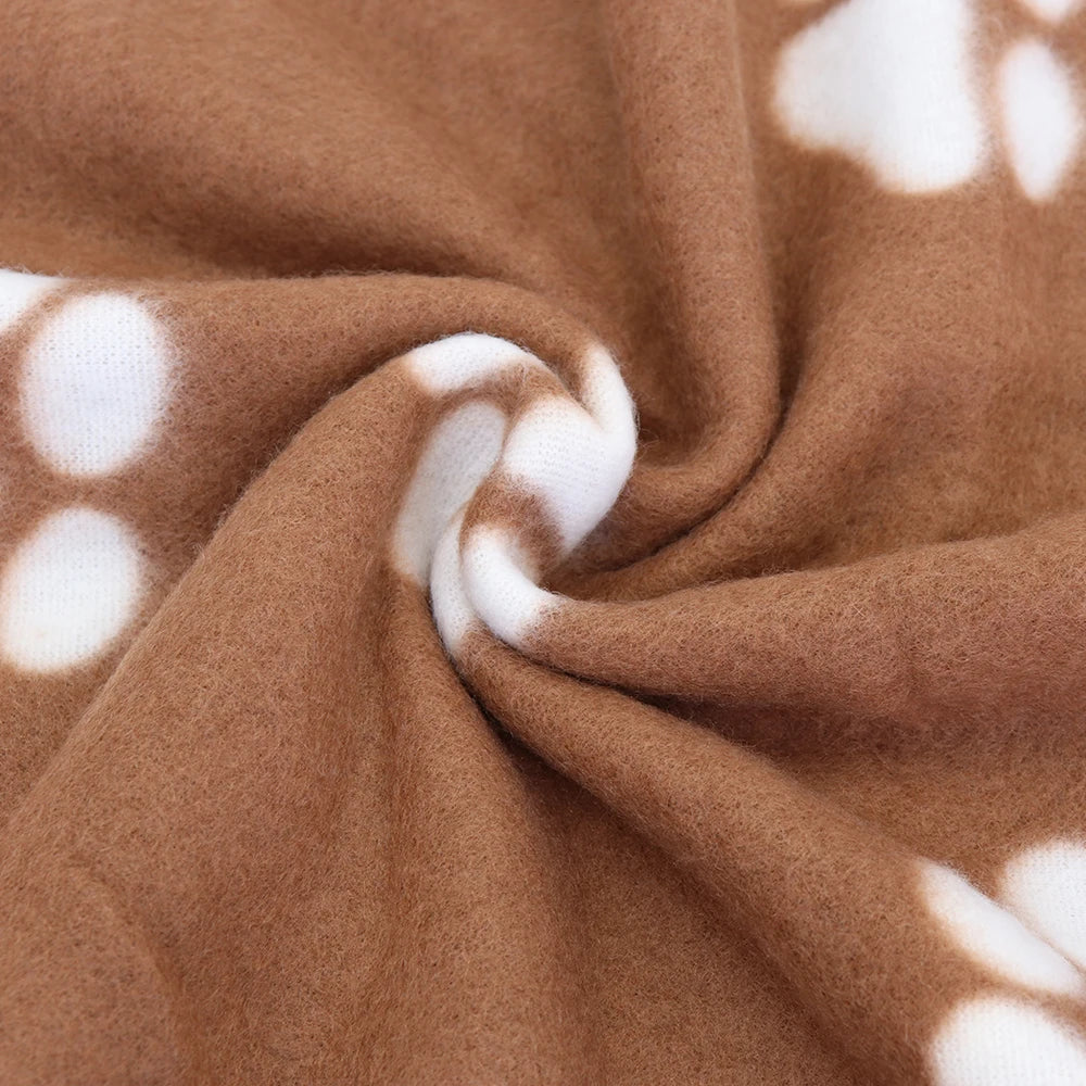 Soft Fleece Pet Dog Blanket Warm Winter Dog Cat Bed Mat Paw Print Puppy Sleeping Blankets Bath Towel For Small Medium Large Dogs