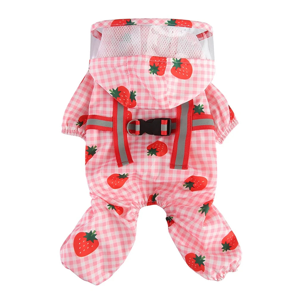 Pet Raincoat Dog Clothes Cat Four Feet Fruit Print Water Proof Clothing Dogs Small Chihuahua Summer Yollow Breathable Girl Pug