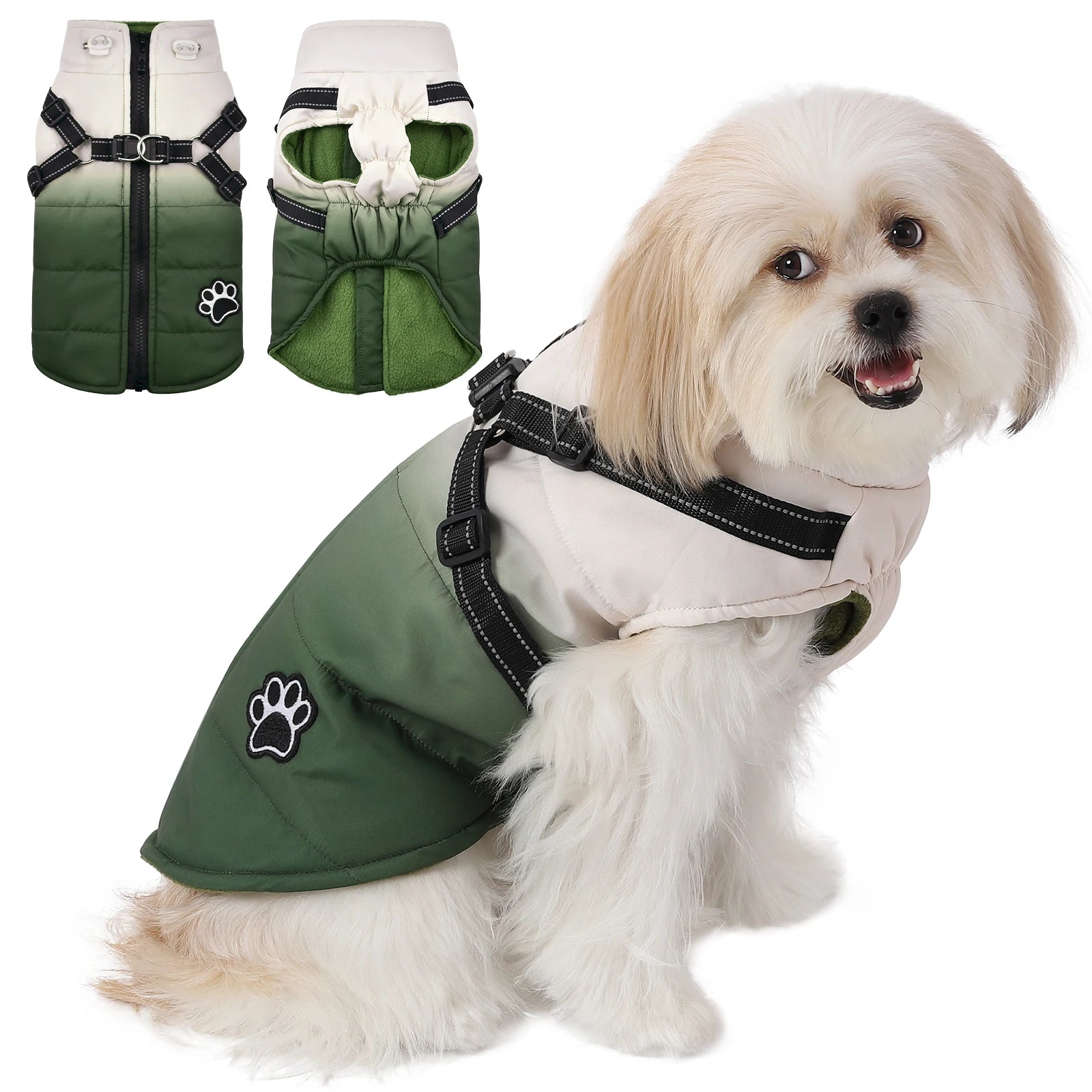 Pet Dog Jacket With Harness Winter Warm Dog Clothes For Small Medium Waterproof Dog Coat Chihuahua Bulldog Outfits