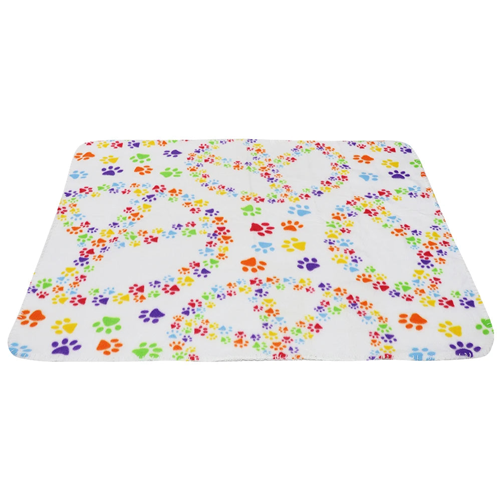 Soft Fleece Pet Dog Blanket Warm Winter Dog Cat Bed Mat Paw Print Puppy Sleeping Blankets Bath Towel For Small Medium Large Dogs