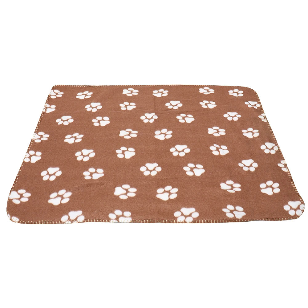 Soft Fleece Pet Dog Blanket Warm Winter Dog Cat Bed Mat Paw Print Puppy Sleeping Blankets Bath Towel For Small Medium Large Dogs