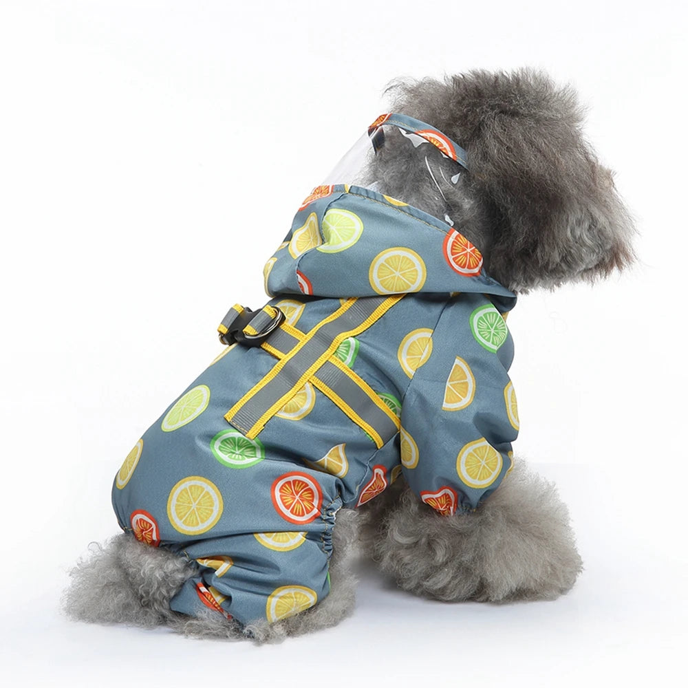 Pet Raincoat Dog Clothes Cat Four Feet Fruit Print Water Proof Clothing Dogs Small Chihuahua Summer Yollow Breathable Girl Pug