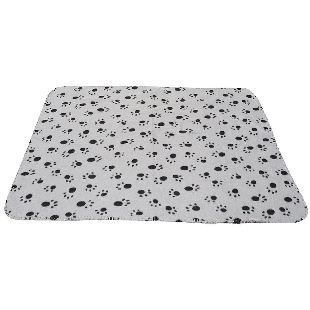 Soft Fleece Pet Dog Blanket Warm Winter Dog Cat Bed Mat Paw Print Puppy Sleeping Blankets Bath Towel For Small Medium Large Dogs