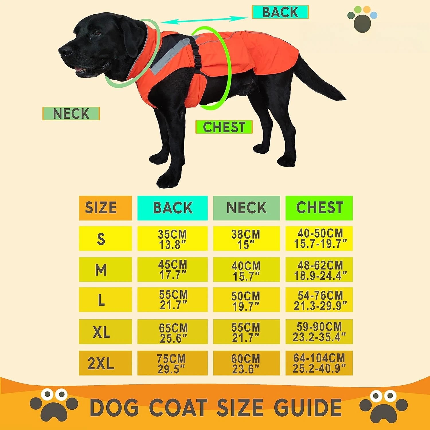 Dog Rain Coat - Waterproof, Reflective, Bright Orange with Leash Hole Pet Clothes