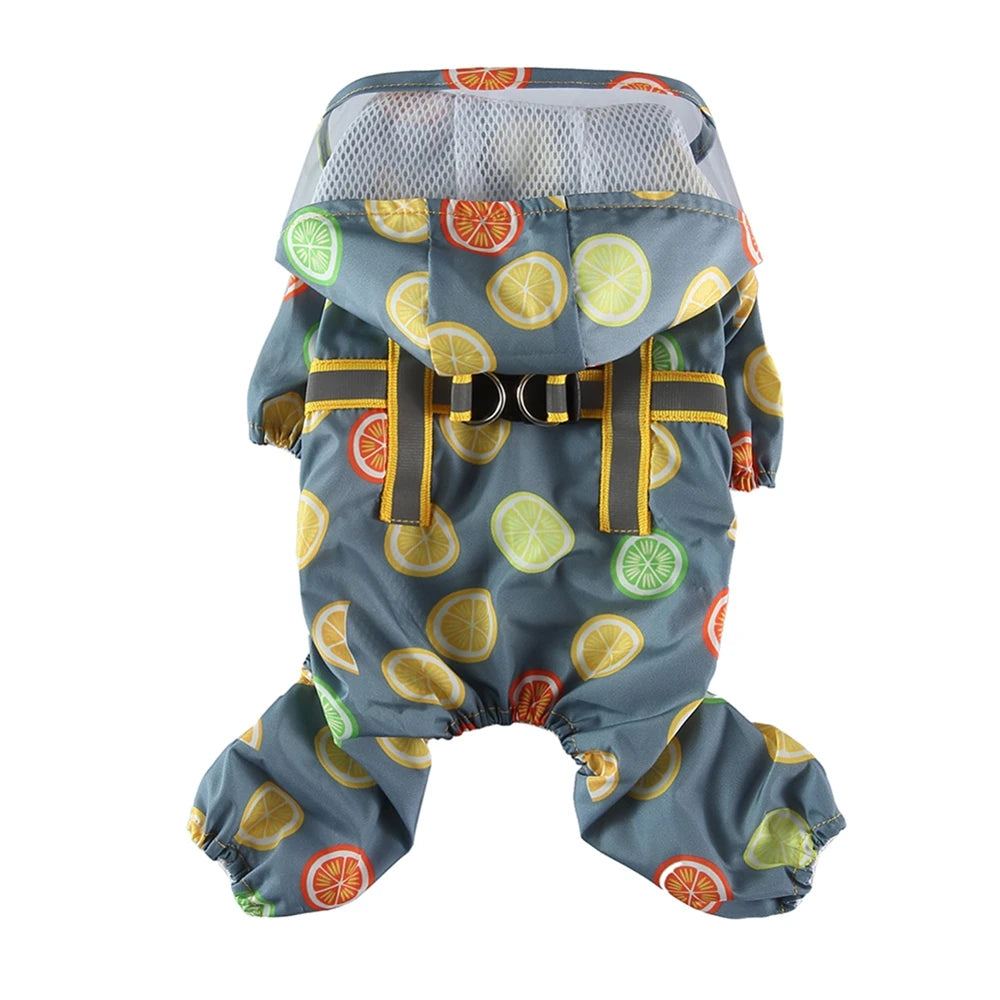 Pet Raincoat Dog Clothes Cat Four Feet Fruit Print Water Proof Clothing Dogs Small Chihuahua Summer Yollow Breathable Girl Pug