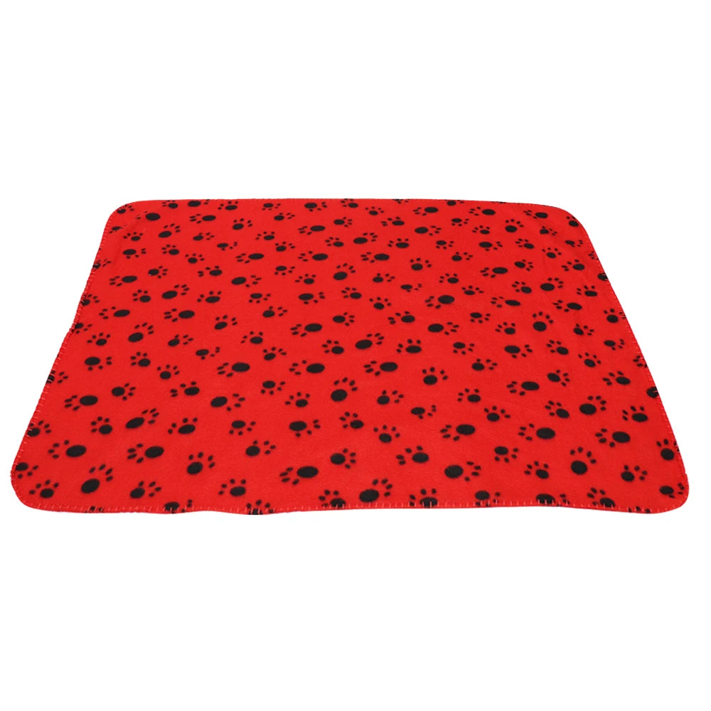 Soft Fleece Pet Dog Blanket Warm Winter Dog Cat Bed Mat Paw Print Puppy Sleeping Blankets Bath Towel For Small Medium Large Dogs