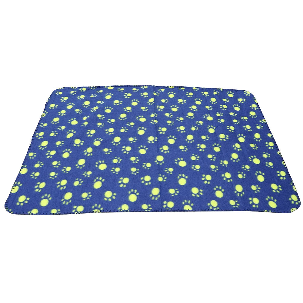Soft Fleece Pet Dog Blanket Warm Winter Dog Cat Bed Mat Paw Print Puppy Sleeping Blankets Bath Towel For Small Medium Large Dogs